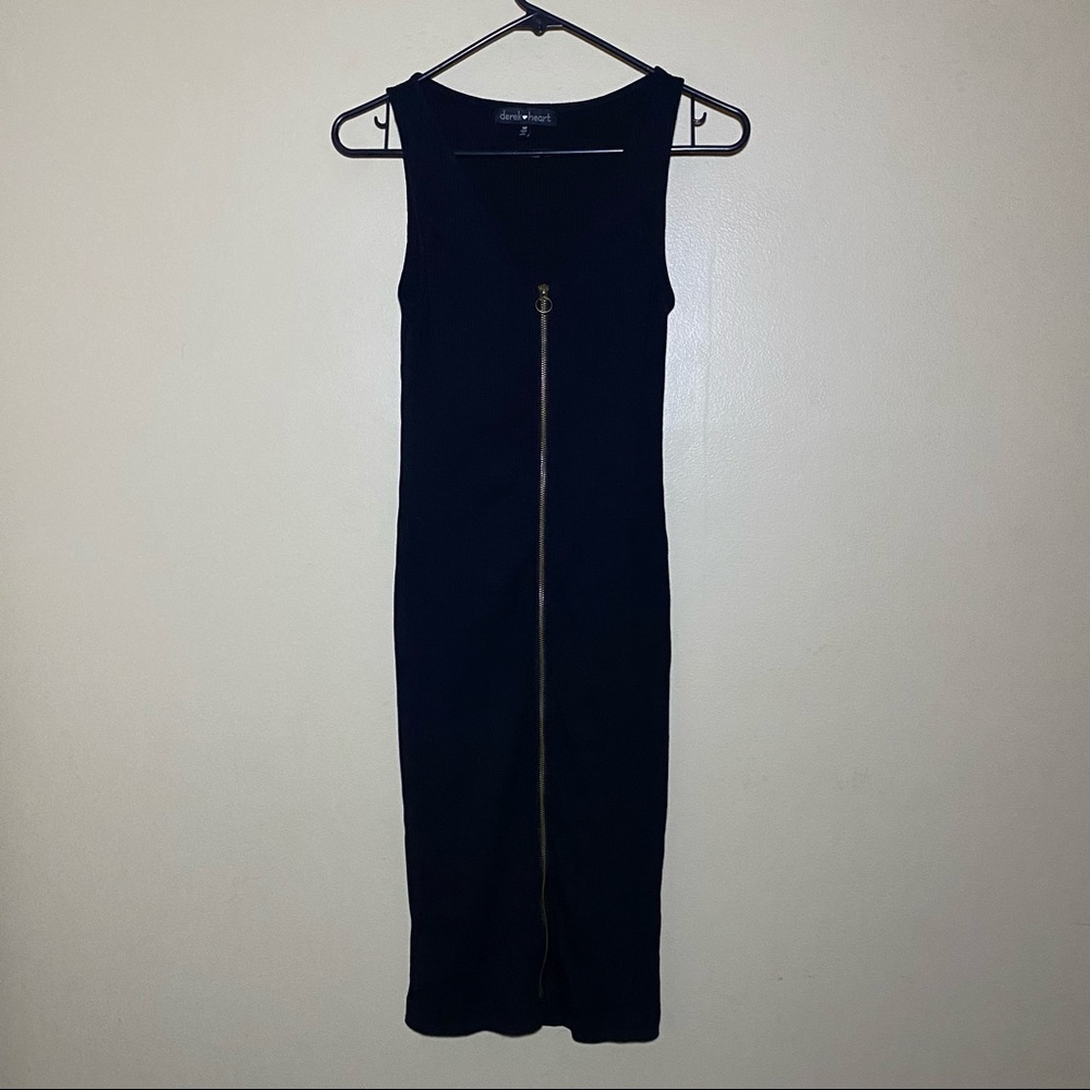 Women’s Black Full Zipper Bodycon Dress Size Medium